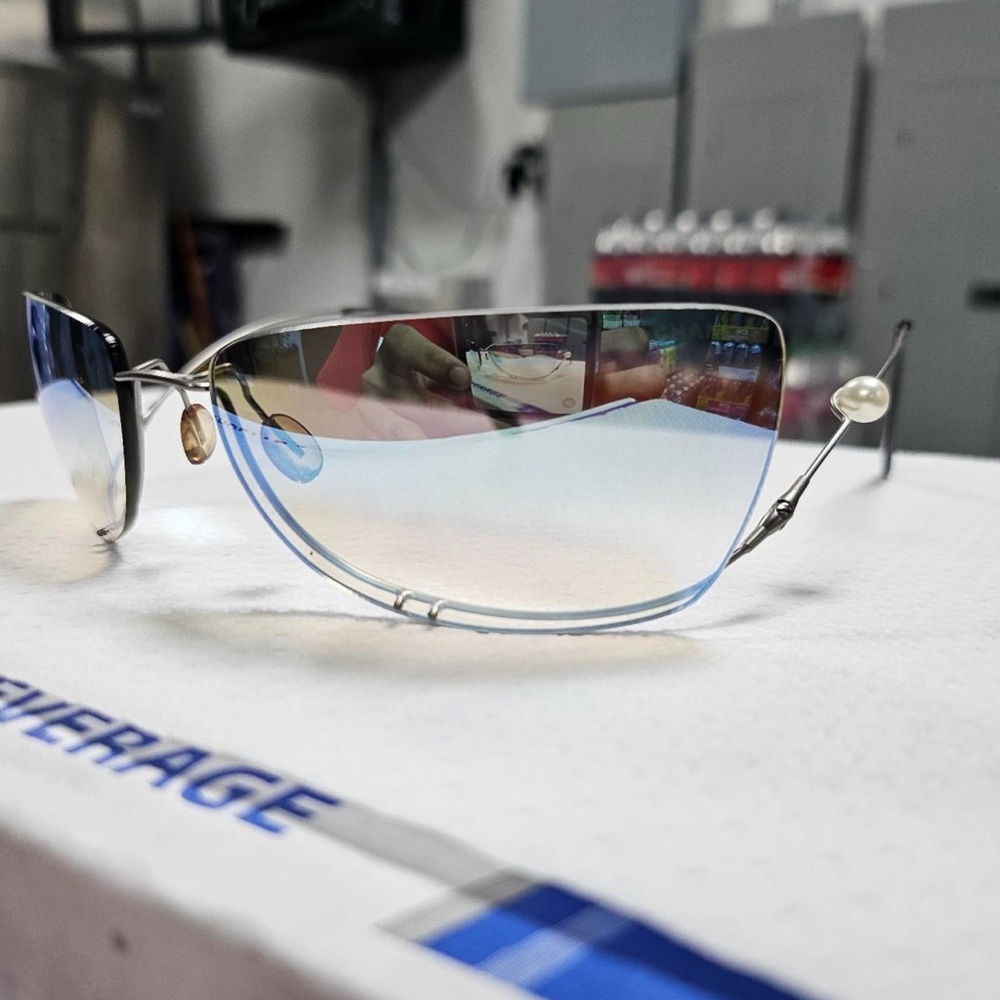 CHANEL Blue and Silver Sunglasses Sleek Modern Design